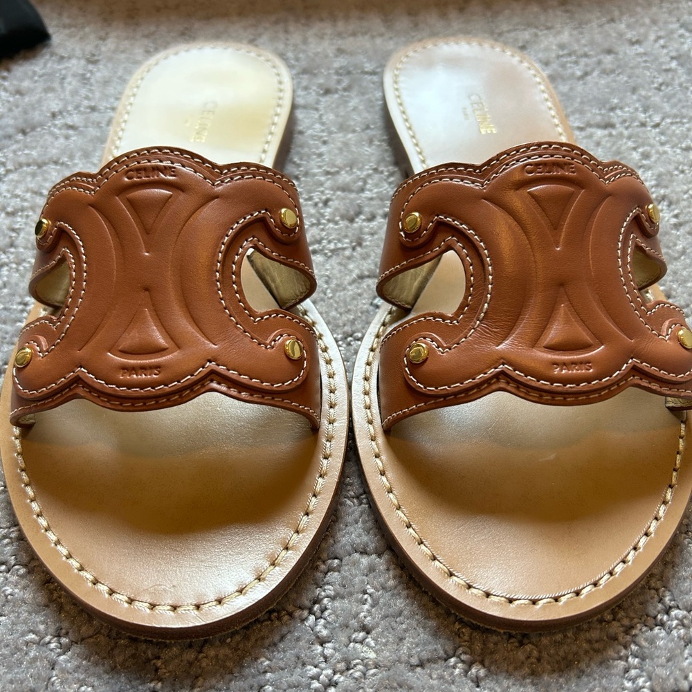 Celine Triomphe Leather Sandal - Picture 1 of 11